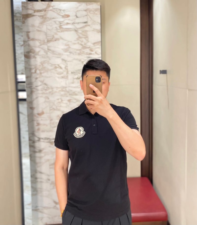 Moncler Black Polo Shirt with Signature Chest Logo view