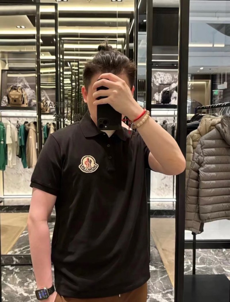 Moncler Black Polo Shirt with Signature Chest Logo view