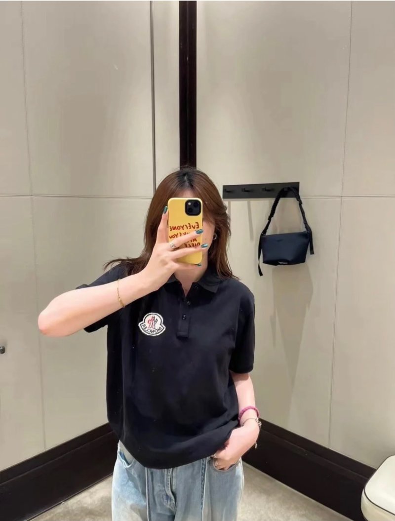 Moncler Black Polo Shirt with Signature Chest Logo view