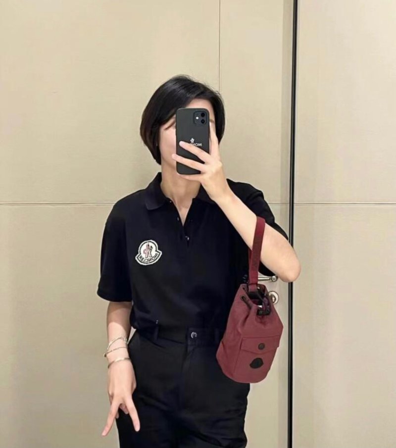 Moncler Black Polo Shirt with Signature Chest Logo view