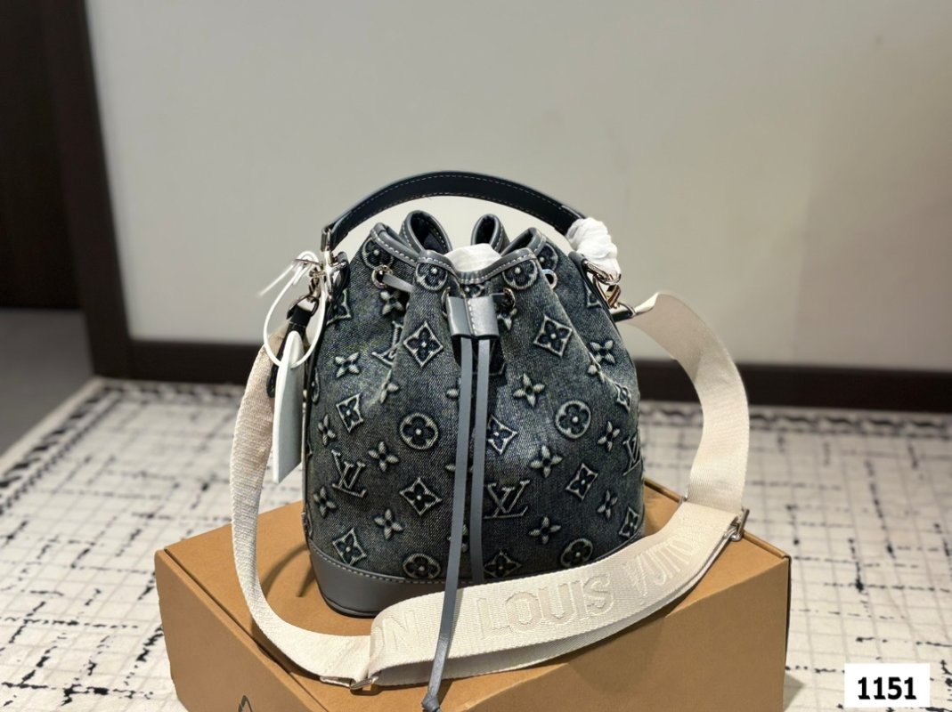 Louis Vuitton Denim Monogram Bucket Bag - Dark Blue