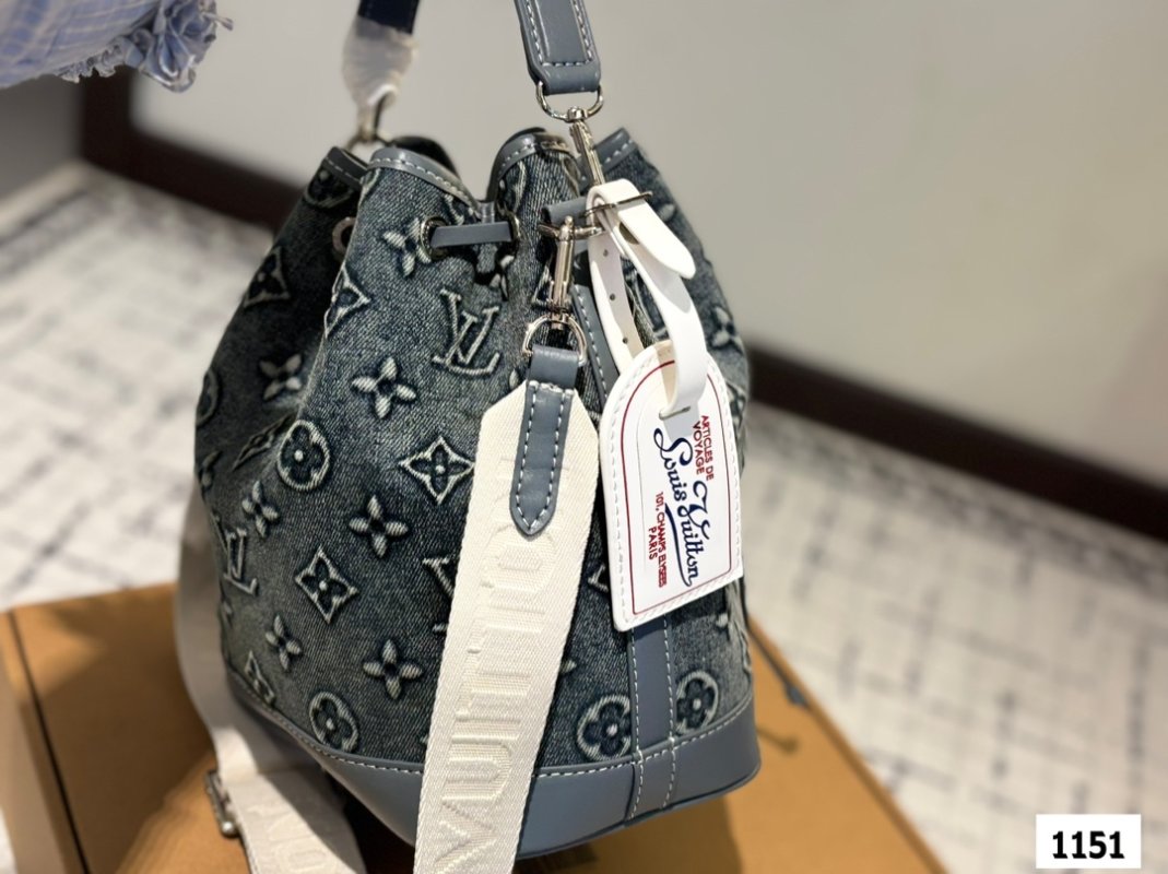 Louis Vuitton Denim Monogram Bucket Bag - Dark Blue view