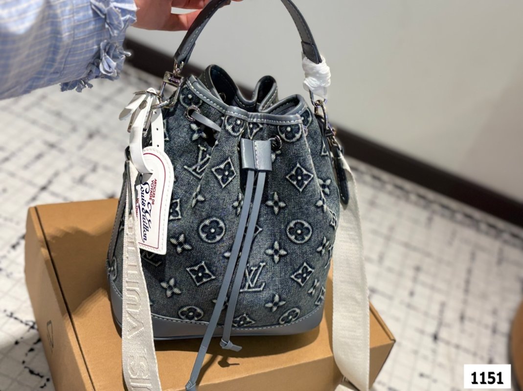 Louis Vuitton Denim Monogram Bucket Bag - Dark Blue view