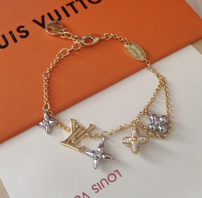 Louis Vuitton Gram Gold Monogram Floral Crystal Bracelet