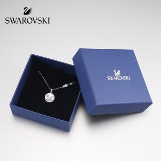 Swarovski Pearly Swan Crystal Pendant Necklace Silver view 2