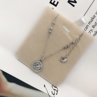 Swarovski Pearly Swan Crystal Pendant Necklace Silver view 3