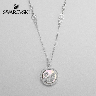 Swarovski Pearly Swan Crystal Pendant Necklace Silver view 5