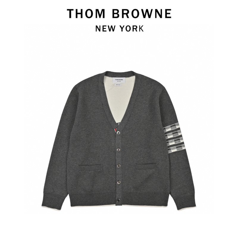 Thom Browne 23FW Grey Striped Sleeve Cardigan