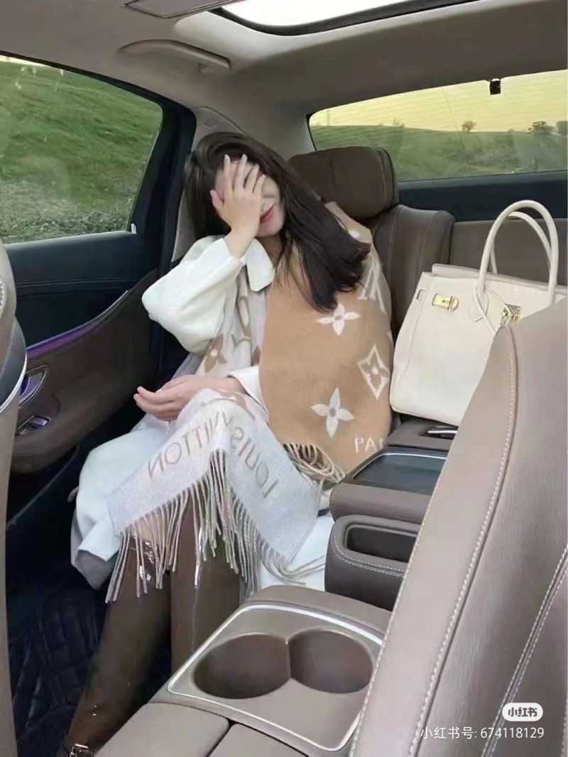 Louis Vuitton LV Monogram Cashmere Scarf with Tassel - Beige view