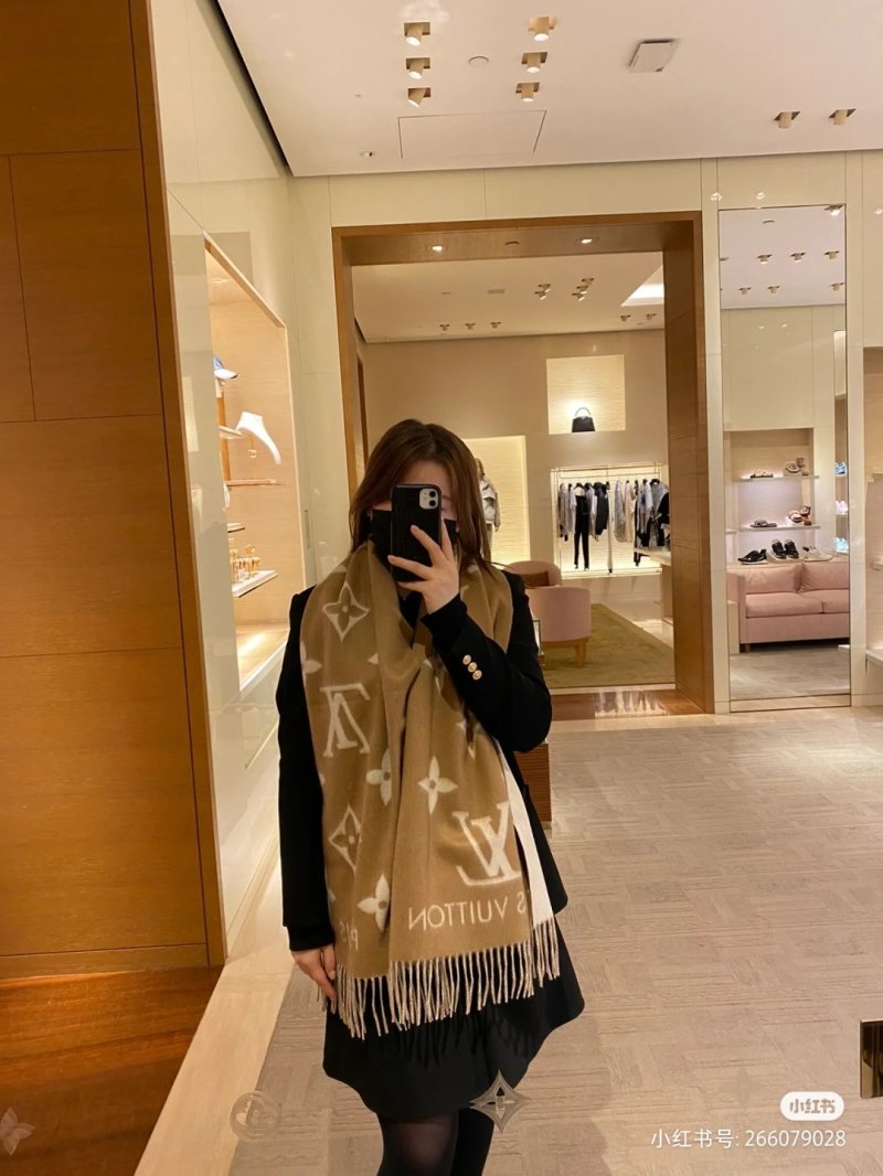 Louis Vuitton LV Monogram Cashmere Scarf with Tassel - Beige view
