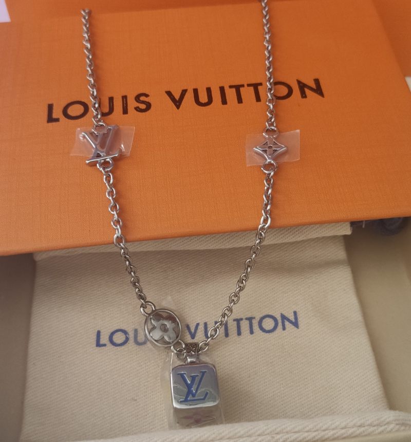 Louis Vuitton Dice Charm Silver Chain Necklace