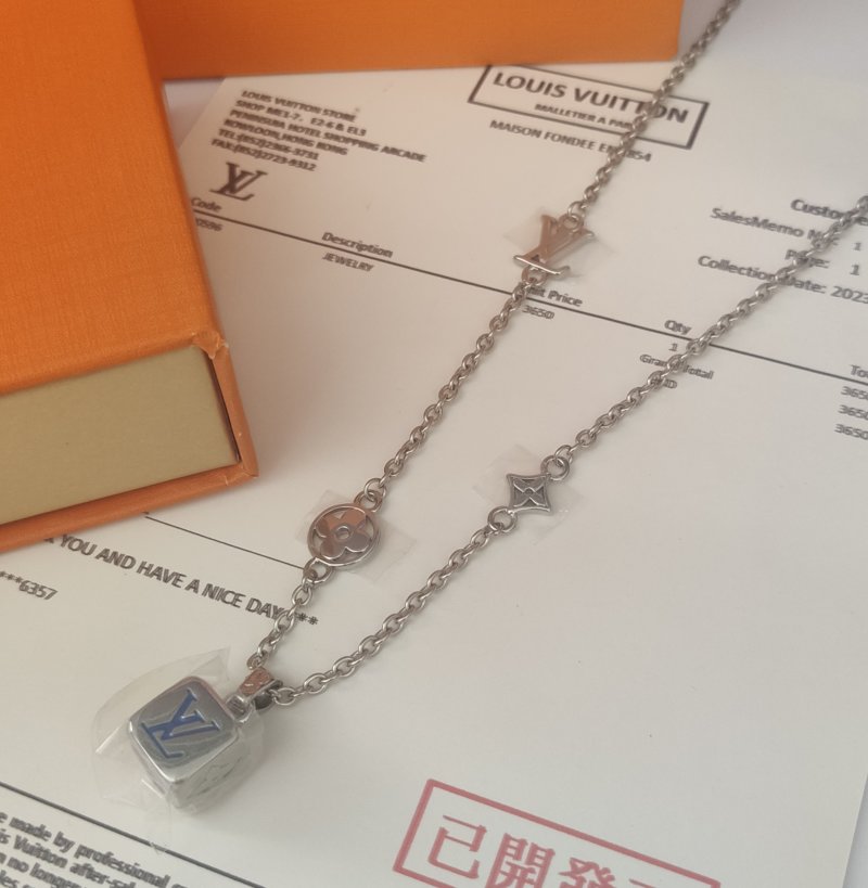 Louis Vuitton Dice Charm Silver Chain Necklace view