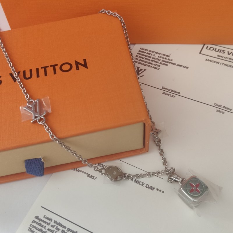 Louis Vuitton Dice Charm Silver Chain Necklace view