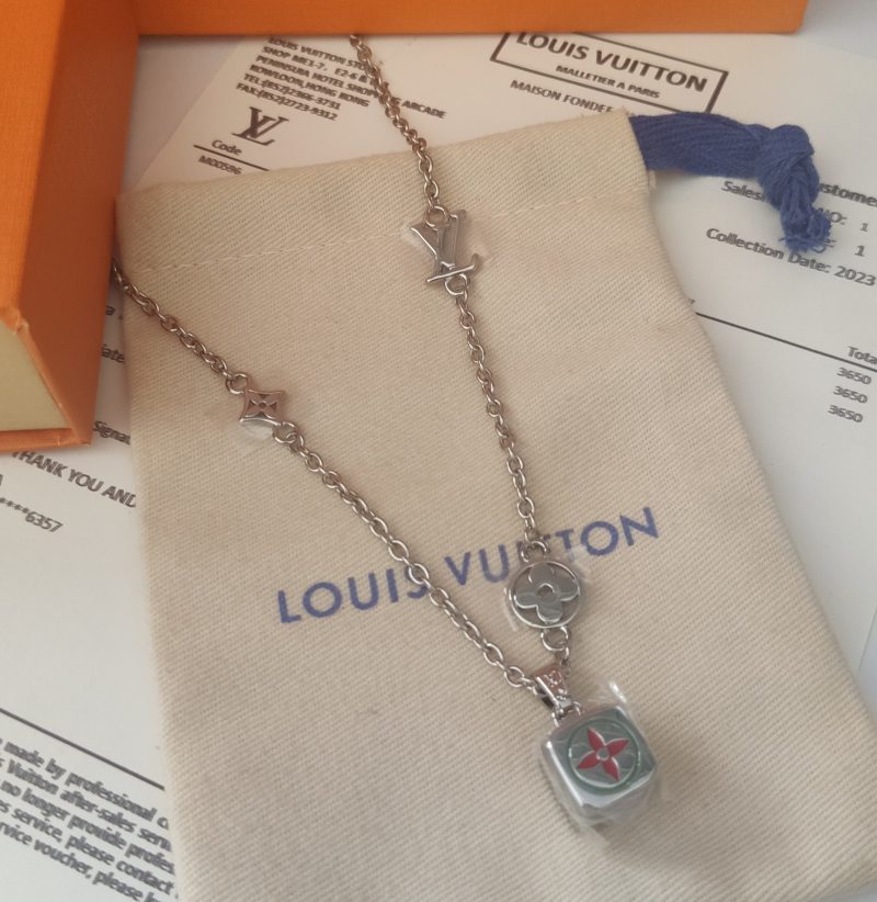 Louis Vuitton Dice Charm Silver Chain Necklace view