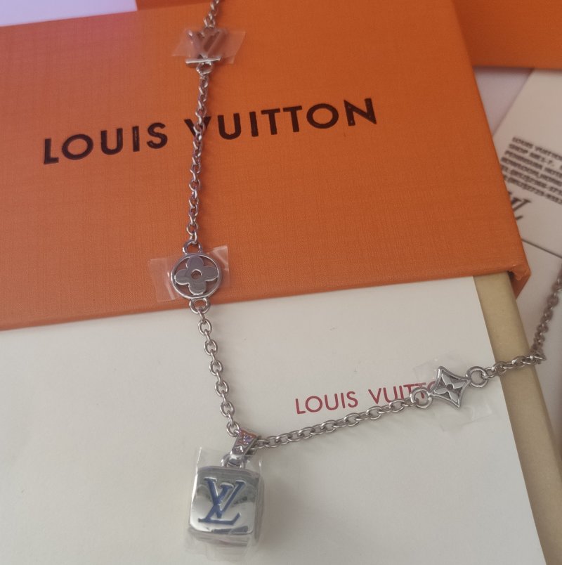 Louis Vuitton Dice Charm Silver Chain Necklace view