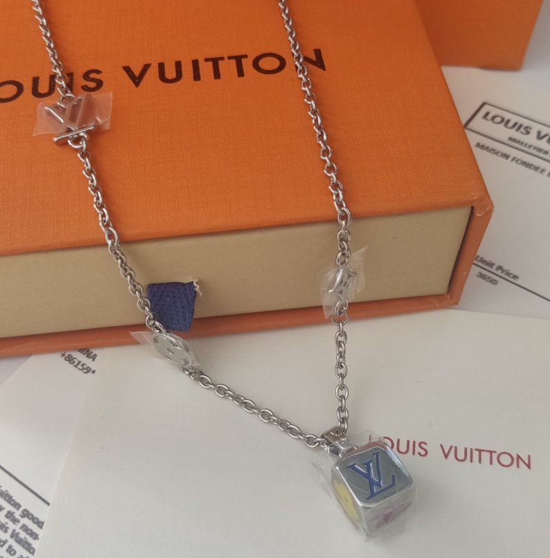 Louis Vuitton Dice Charm Silver Chain Necklace view