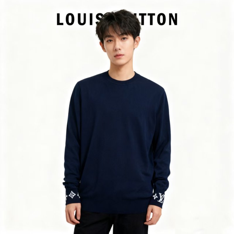 Louis Vuitton 25SS Monogram Jacquard Wool Crewneck Sweater Navy view