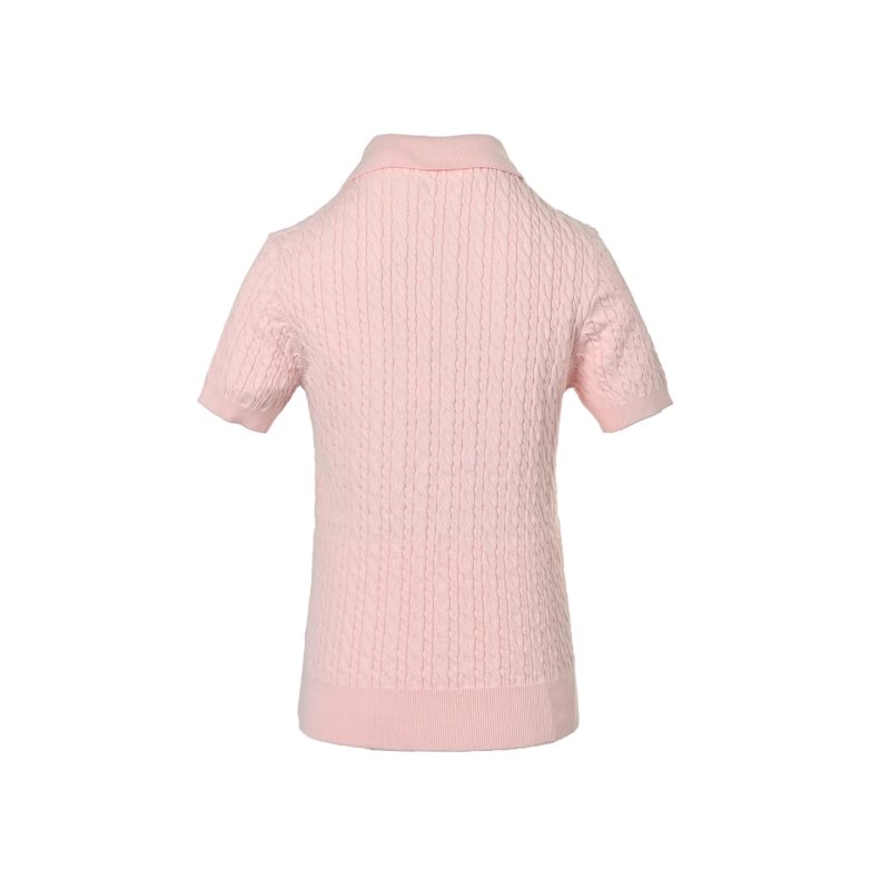 Women's Pink Ribbed Short Sleeve T-Shirt view