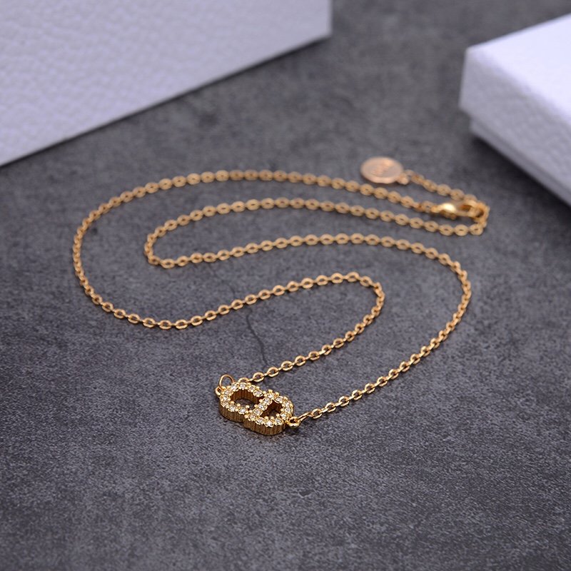 Dior J'Adior Gold Crystal Logo Pendant Necklace view