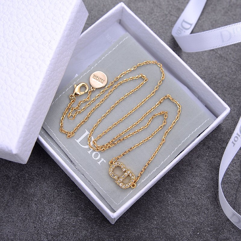 Dior J'Adior Gold Crystal Logo Pendant Necklace view