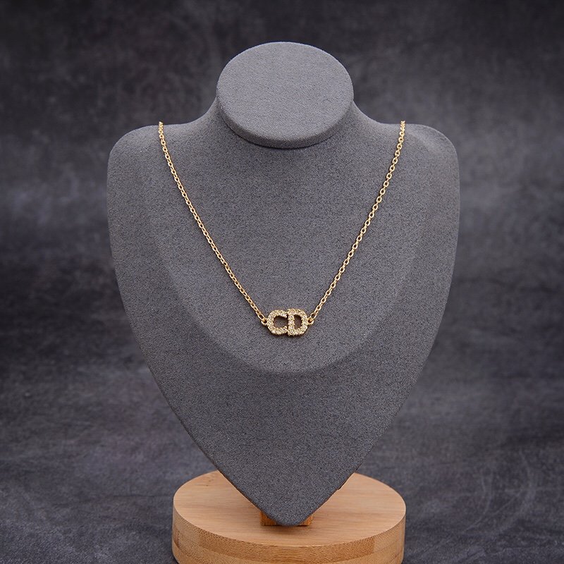 Dior J'Adior Gold Crystal Logo Pendant Necklace view