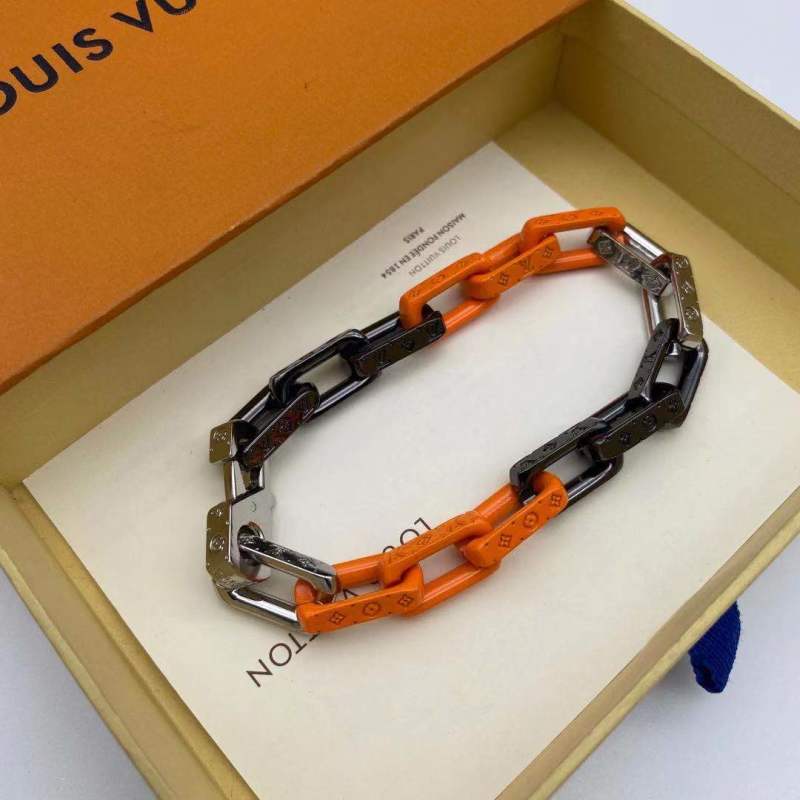 Louis Vuitton Bamboo Chain Bracelet Orange & Black