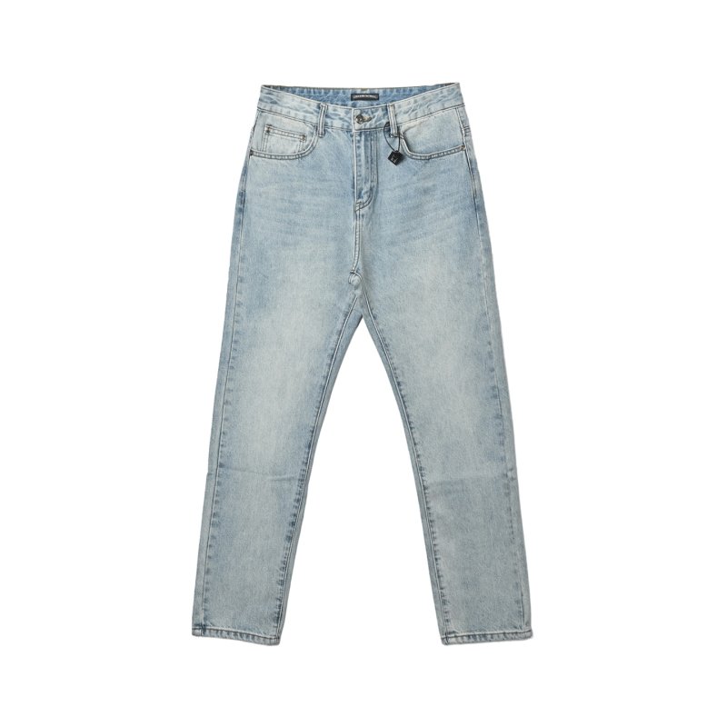 Light Wash High-Waist Straight Leg Denim Jeans view