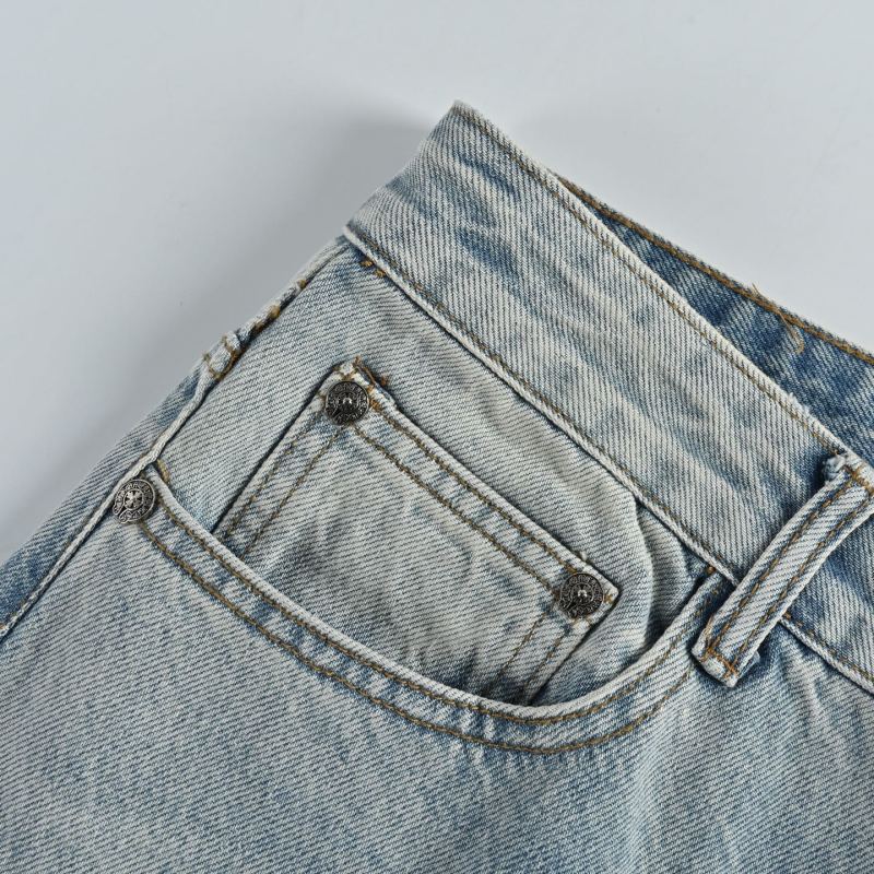 Light Wash High-Waist Straight Leg Denim Jeans view