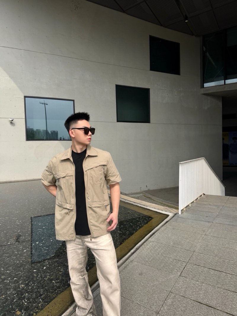 Stone Island Beige Short-Sleeve Cargo Shirt view
