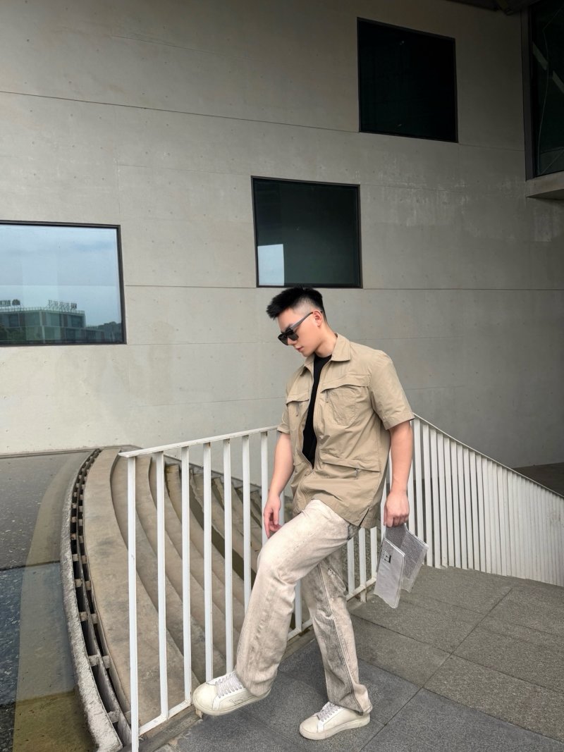 Stone Island Beige Short-Sleeve Cargo Shirt view