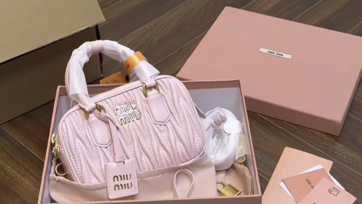 Miu Miu Quilted Leather Top Handle Bag Pink