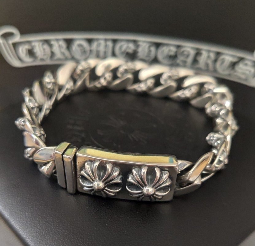 Chrome Hearts Silver Cross Chain Bracelet