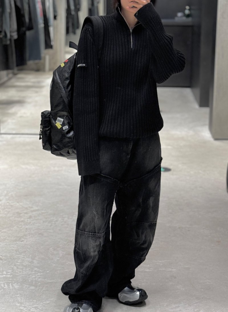 Black Ribbed Knit Cardigan Sweater view