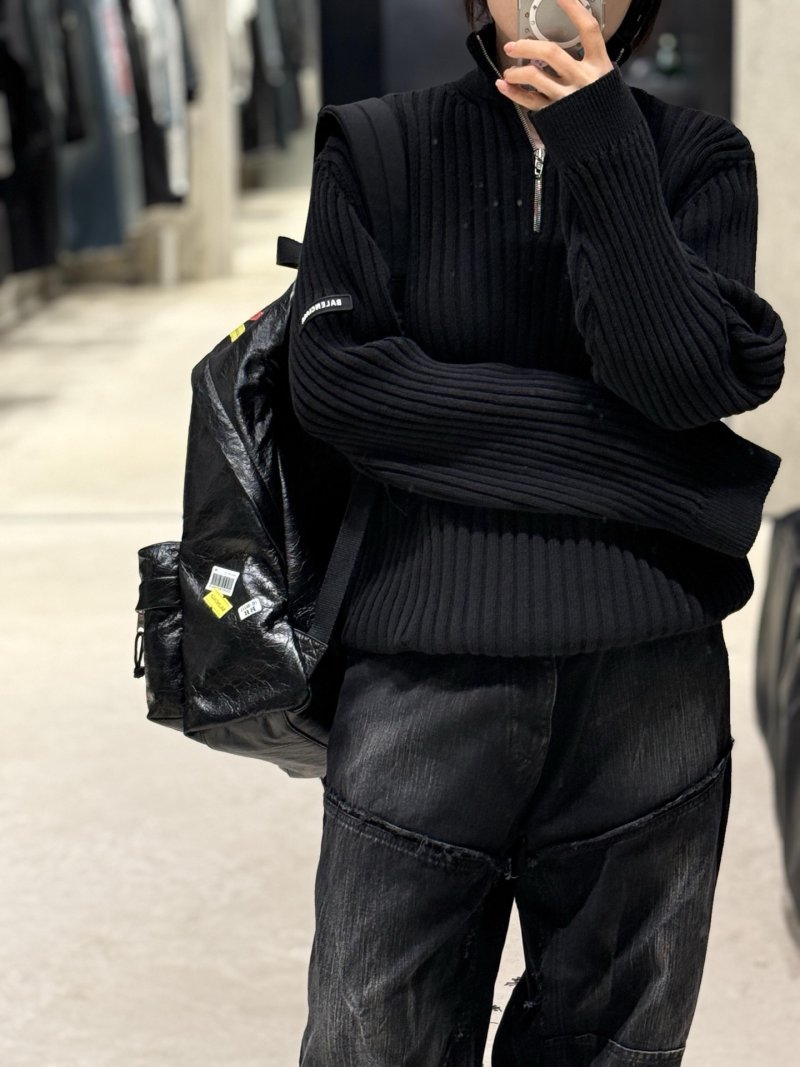 Black Ribbed Knit Cardigan Sweater view