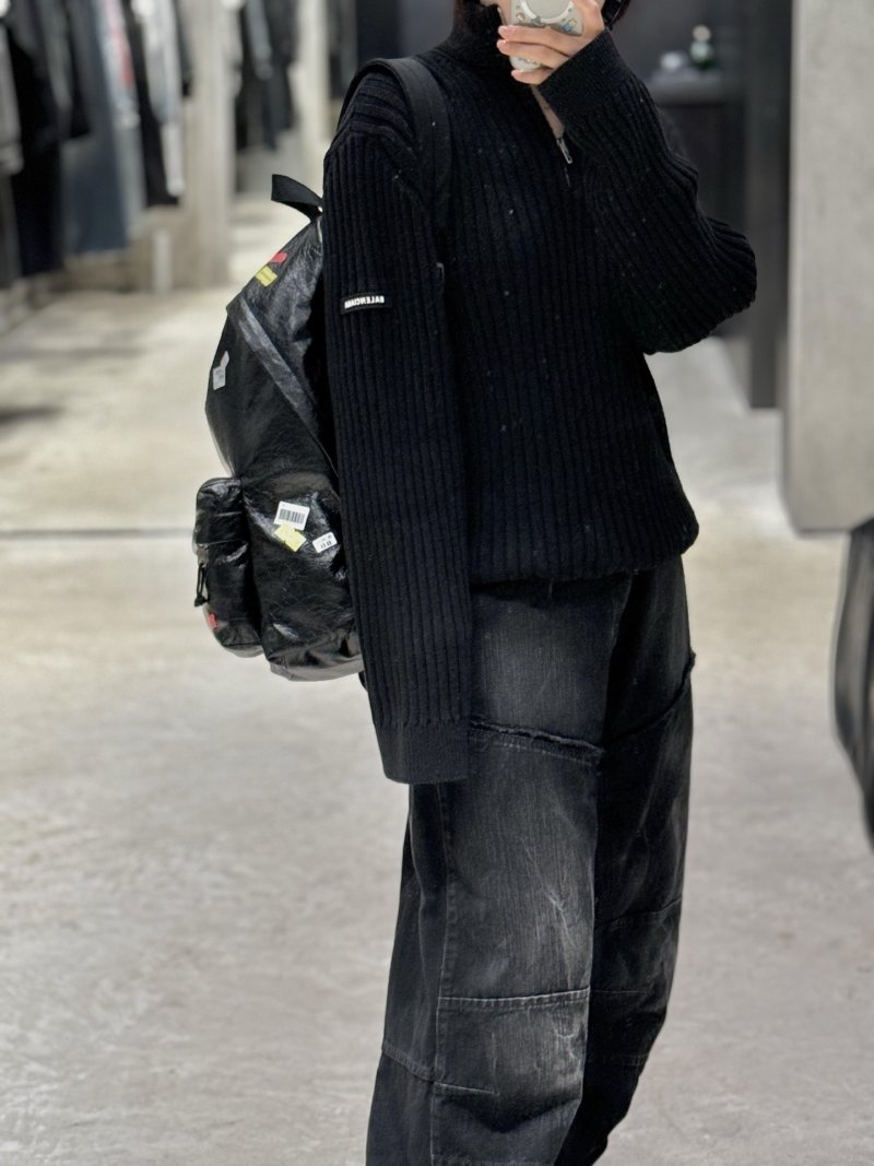Black Ribbed Knit Cardigan Sweater view