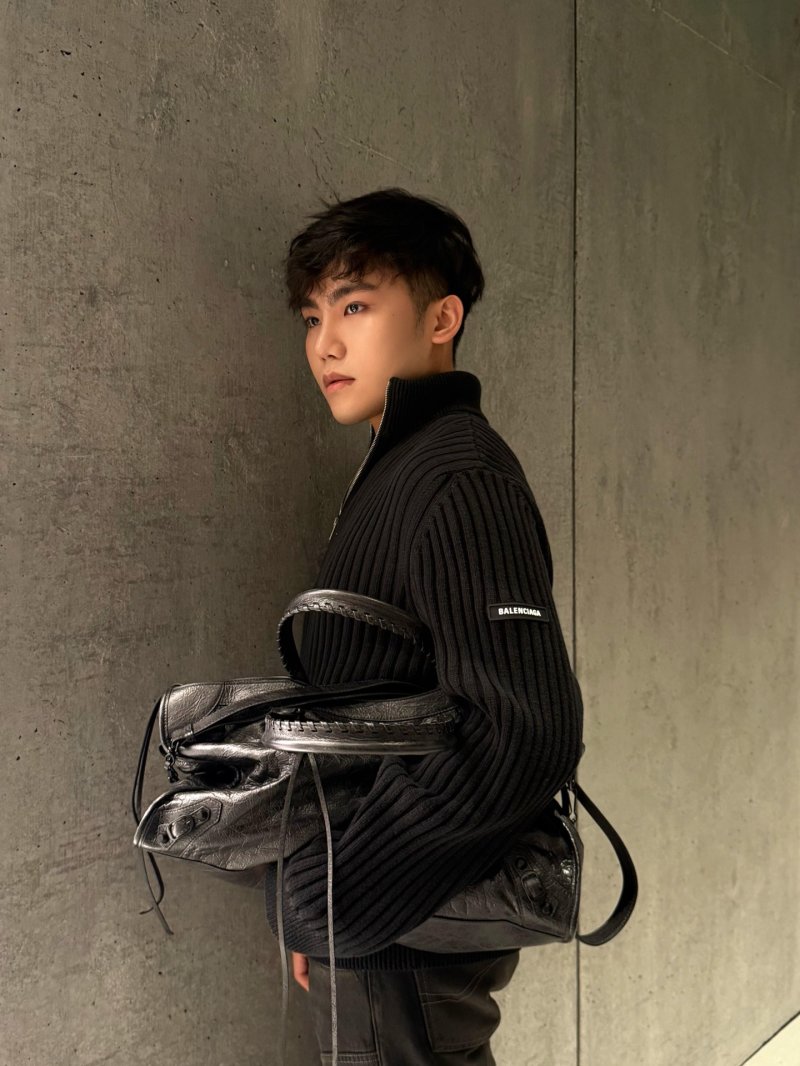 Black Ribbed Knit Cardigan Sweater view