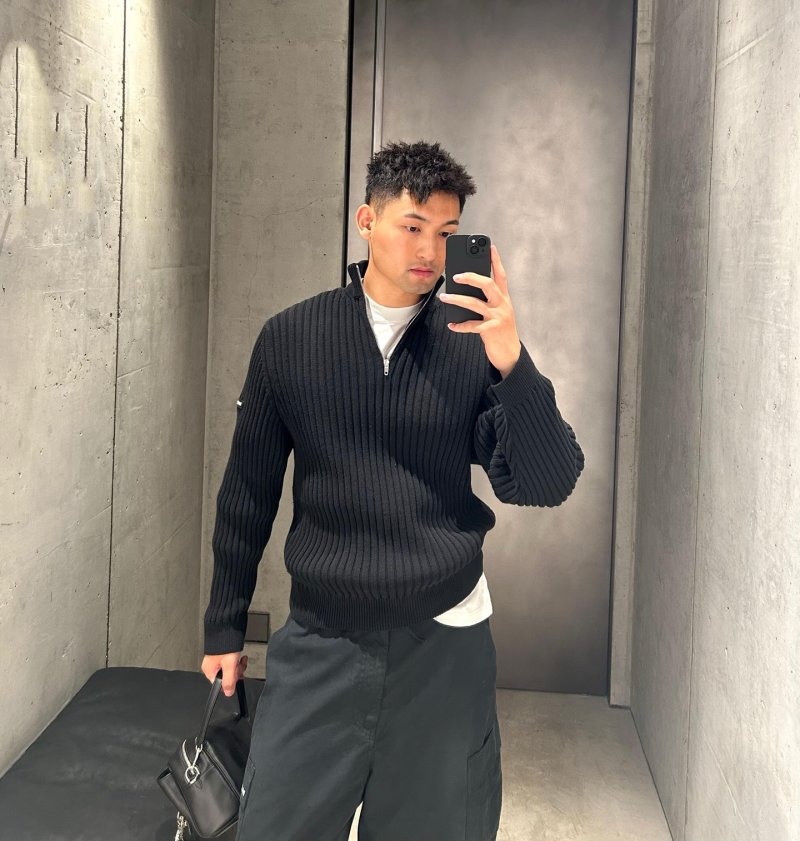 Black Ribbed Knit Cardigan Sweater view