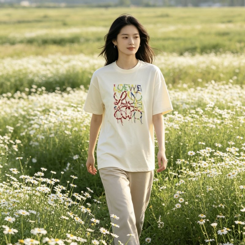 Loewe Love Rope Embroidered Cream T-Shirt view