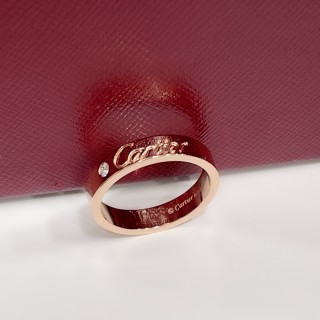 Cartier Logo Diamond Single Stone Rose Gold Ring view 3