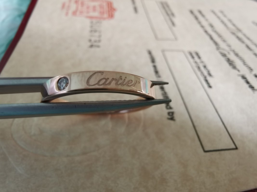 Cartier Logo Diamond Single Stone Rose Gold Ring view