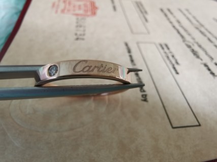 Cartier Logo Diamond Single Stone Rose Gold Ring view 6