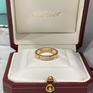 Cartier Logo Diamond Single Stone Rose Gold Ring view 7