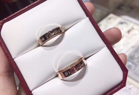 Cartier Logo Diamond Single Stone Rose Gold Ring view 9