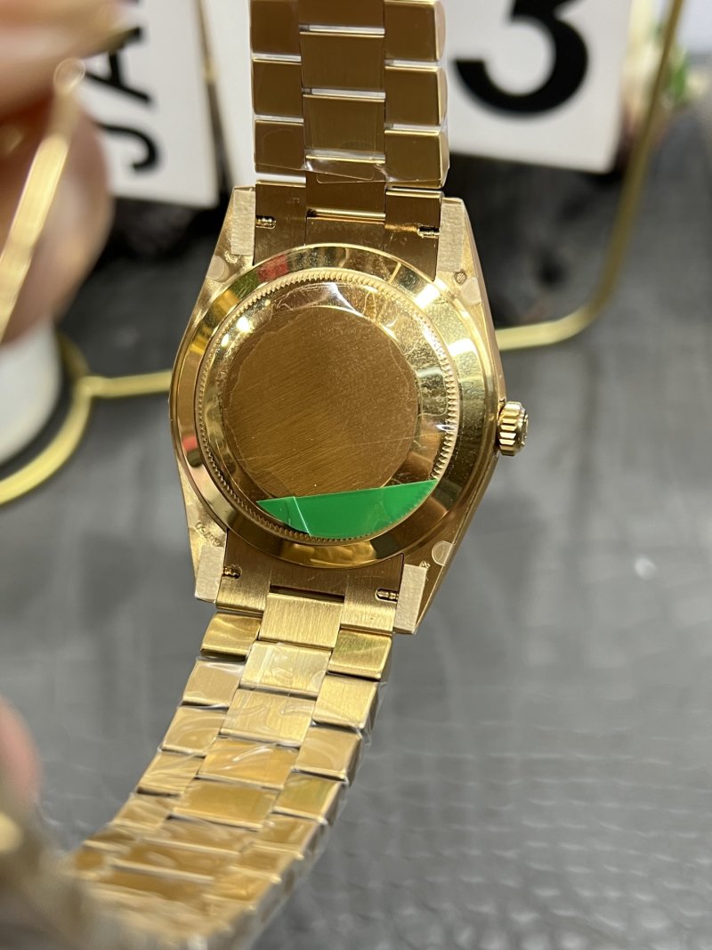Rolex Day-Date 40mm Green Dial Gold Diamond Bezel Watch view