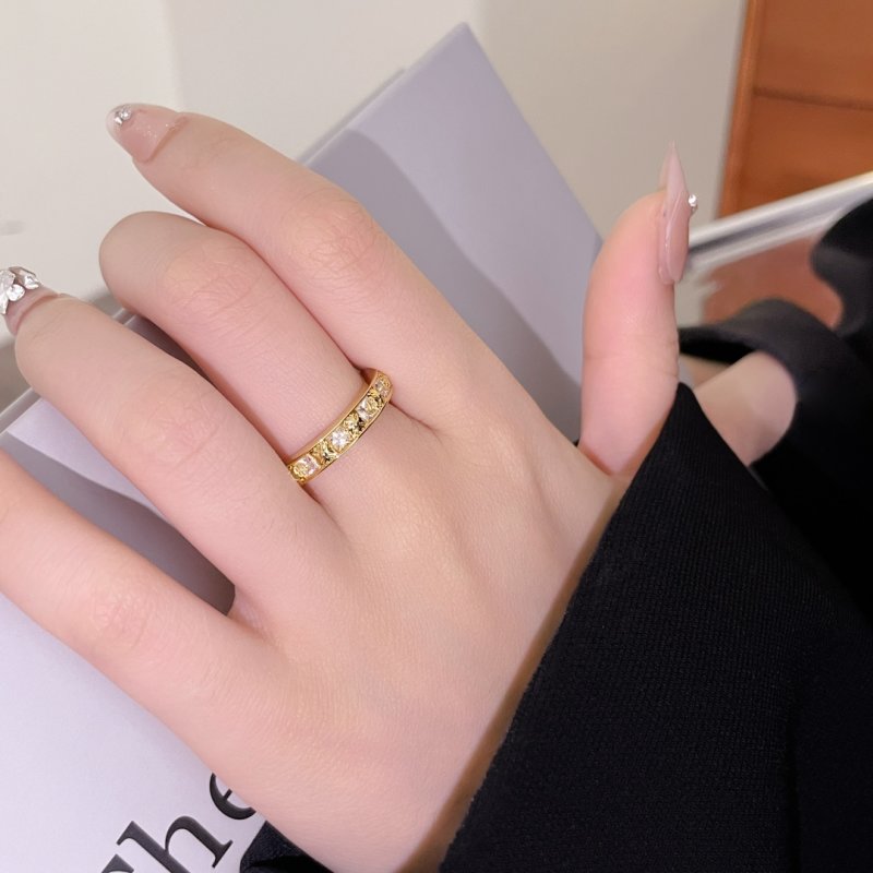 Gold Crystal Eternity Band Ring