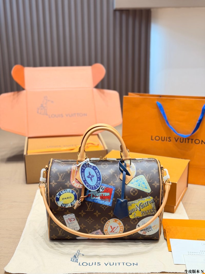 Louis Vuitton Speedy 30 Monogram Canvas Handbag with Patches