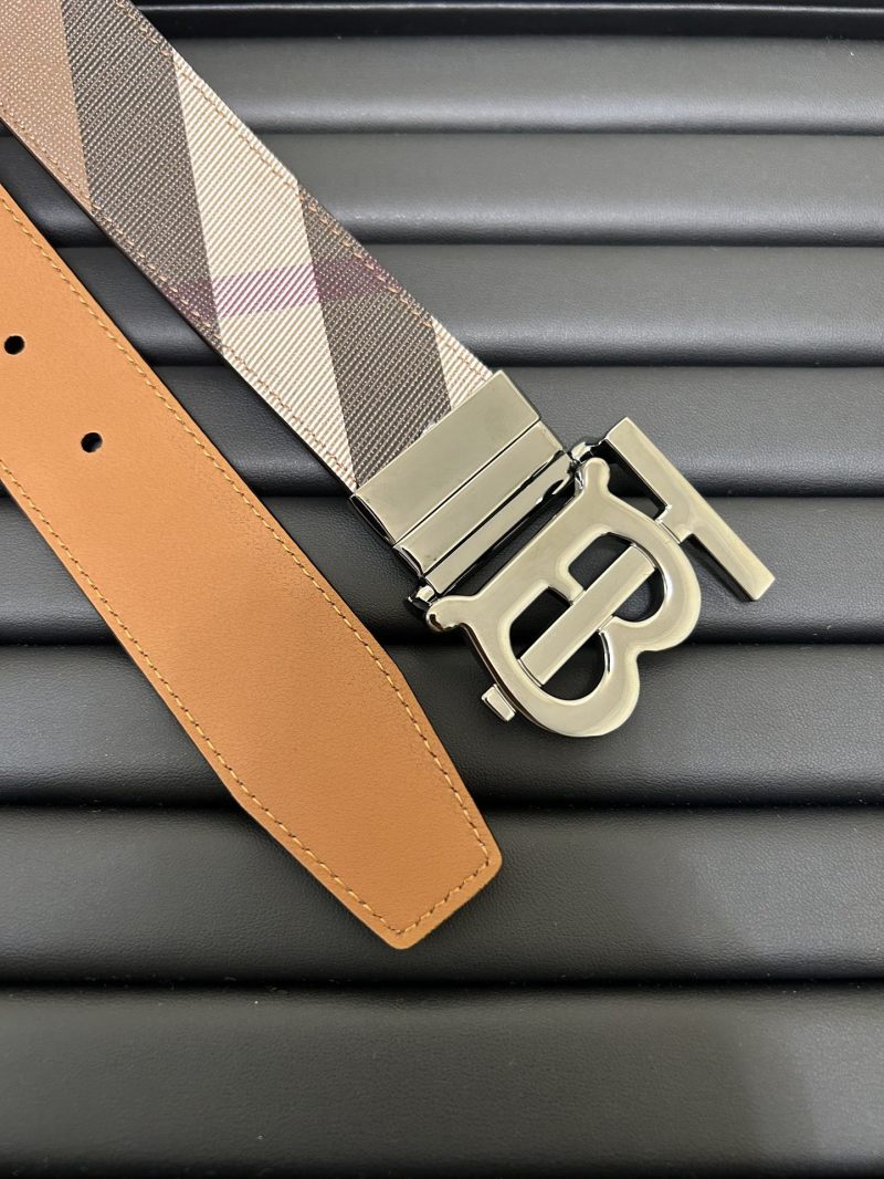 Burberry London Check Canvas Belt with TB Buckle - Tan view