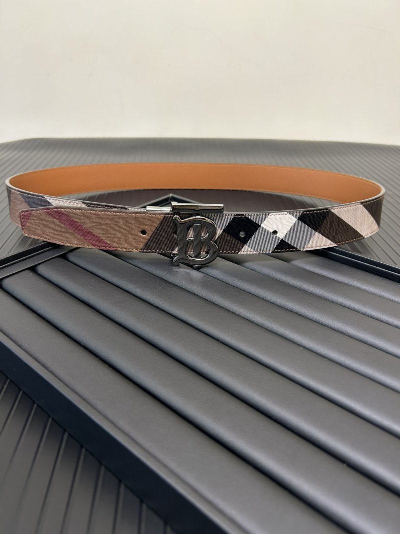 Burberry London Check Canvas Belt with TB Buckle - Tan view