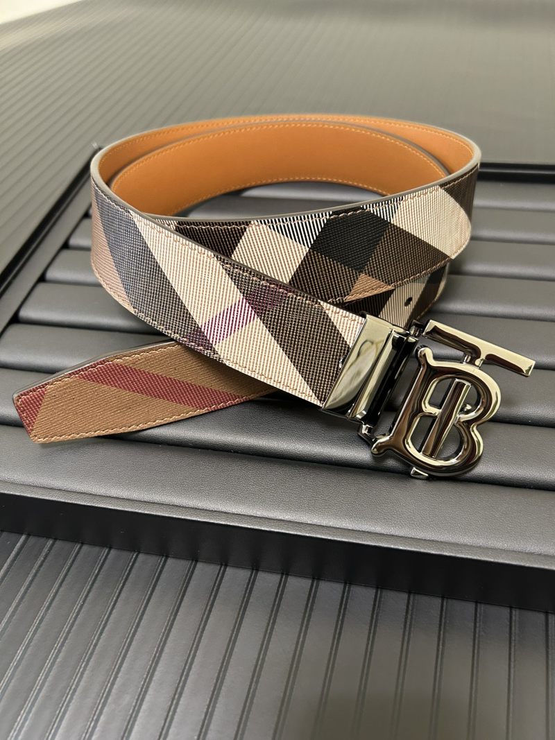 Burberry London Check Canvas Belt with TB Buckle - Tan view