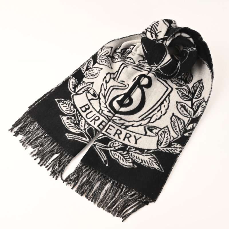 Burberry Equestrian Knight Double-Sided Cashmere Shawl Scarf